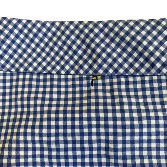 Talbots Sz 8P Blue Gingham Toucan Bird Embroidered Mini Skirt Preppy Fitted - Picture 12 of 16